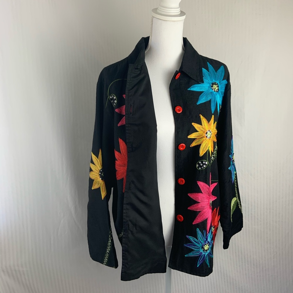 Black jacket with flowers